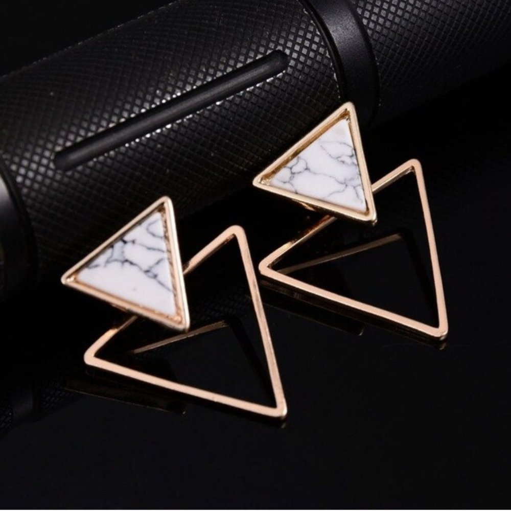 Marble Triangle Earrings